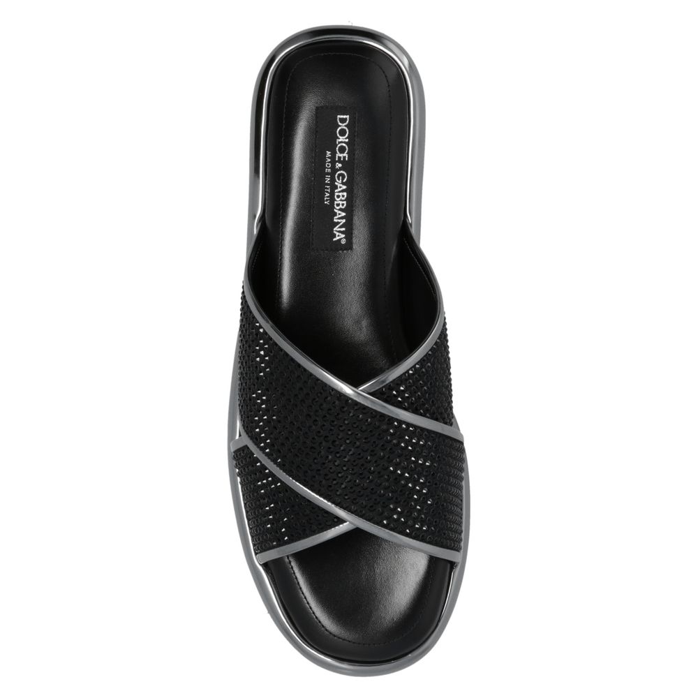 Dolce & Gabbana Black Leather Di Capra Sandal - DEA STILOSA MILANO