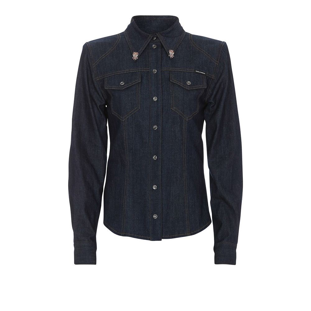 Dolce & Gabbana Blue Cotton Shirt - DEA STILOSA MILANO