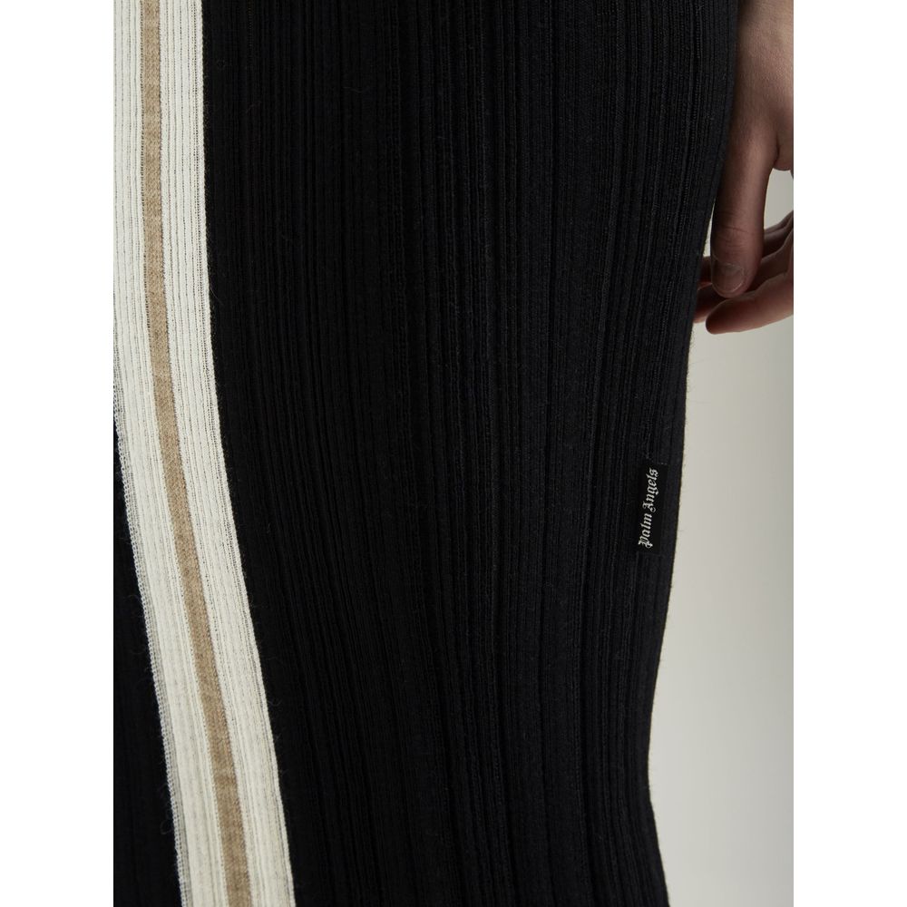 Palm Angels Black Wool E Acrylic Dress - DEA STILOSA MILANO