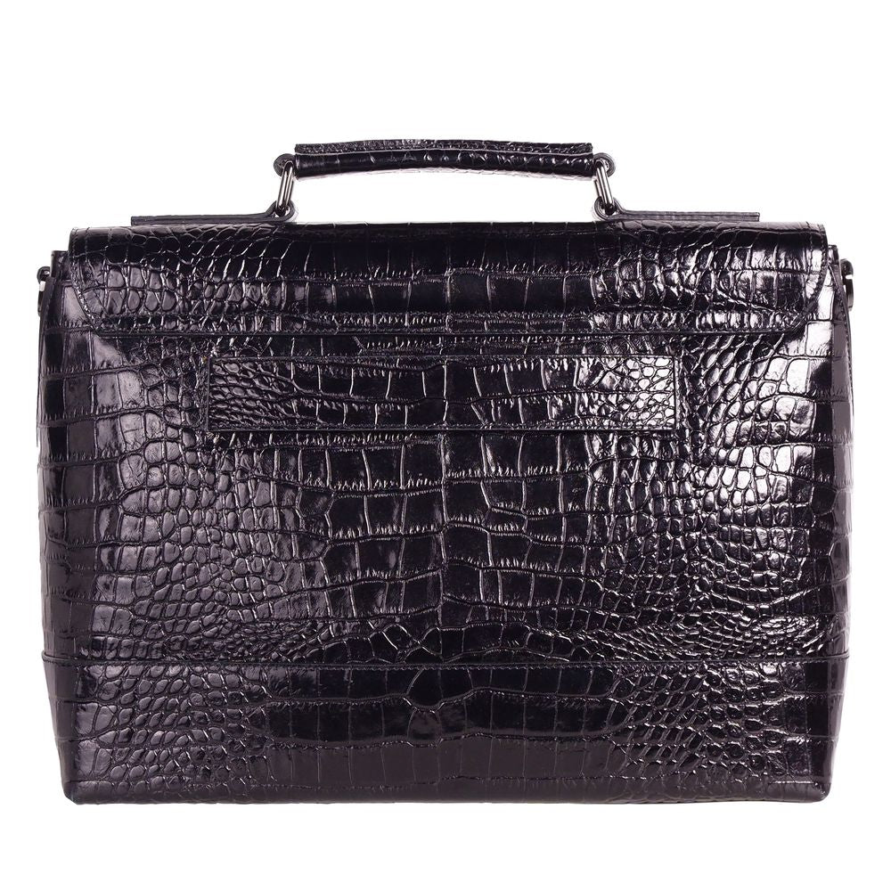 Cavalli Class Black Leather Di Calfskin Briefcase - DEA STILOSA MILANO