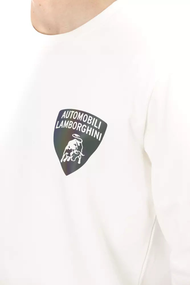 Automobili Lamborghini White Cotton Sweater - DEA STILOSA MILANO