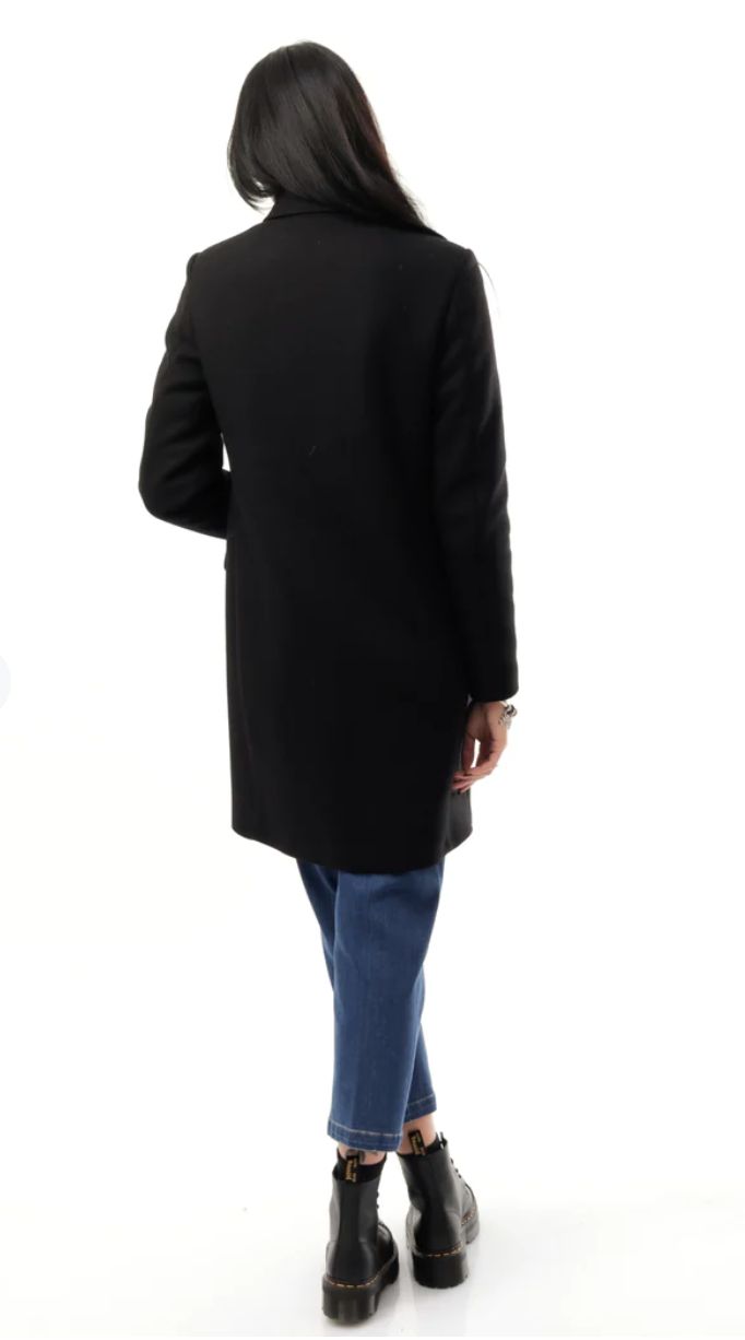 Love Moschino Elegant Black Wool Coat with Heart Buttons - DEA STILOSA MILANO