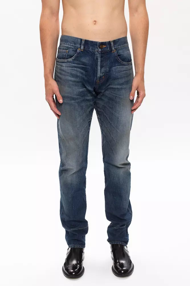 Saint Laurent Blue Cotton Jeans & Pant - DEA STILOSA MILANO