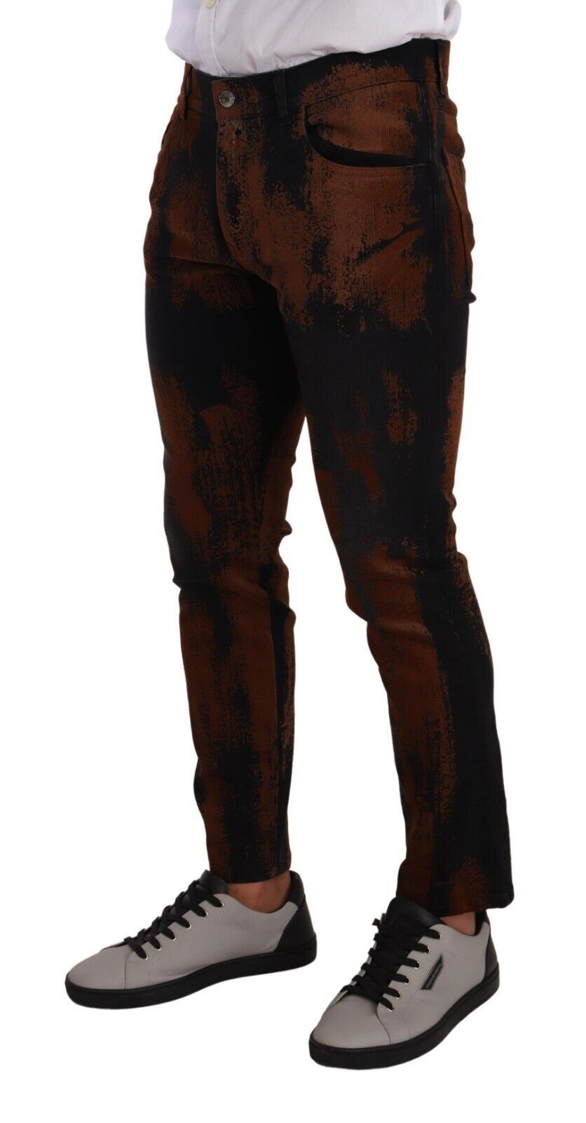 Dolce & Gabbana Black Brown Tie Dye Cotton Skinny Denim Jeans - DEA STILOSA MILANO