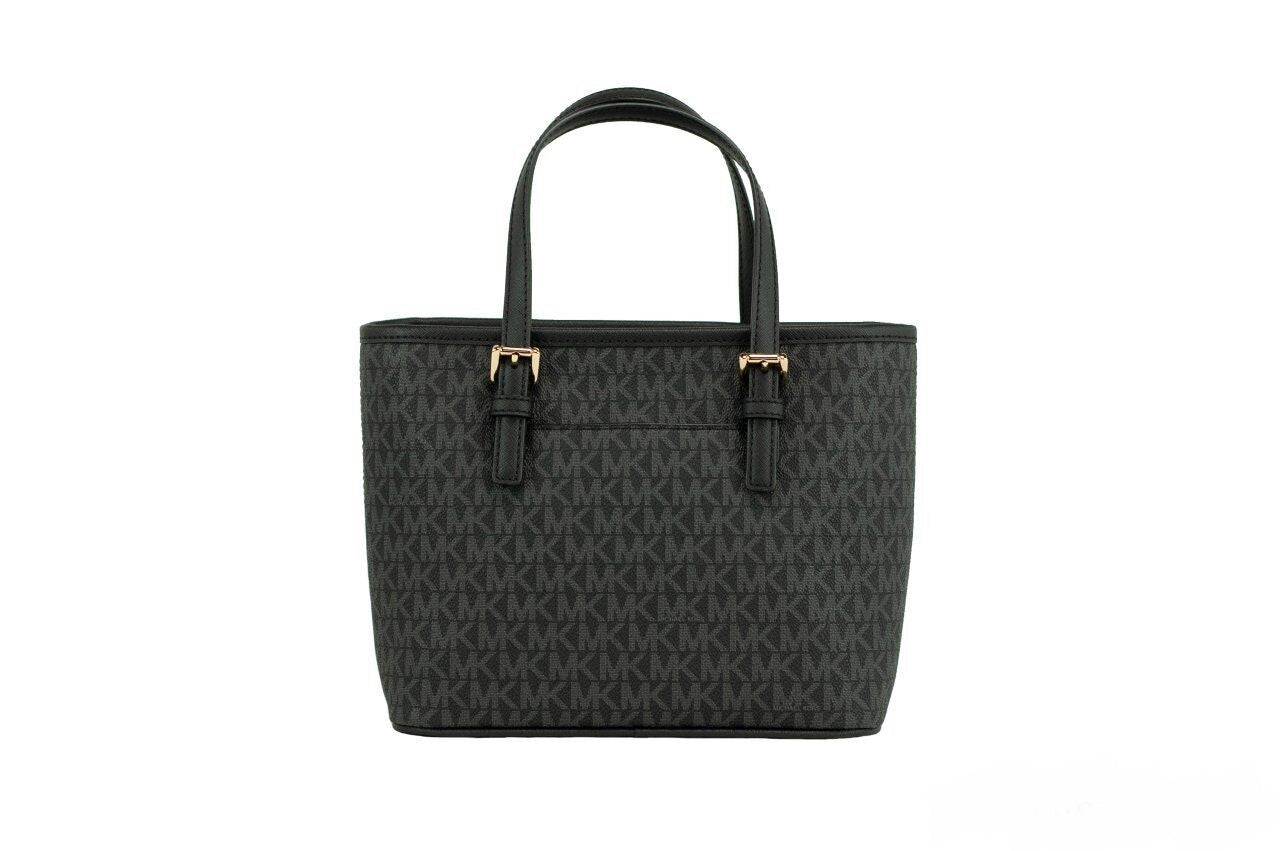 Michael Kors Jet Set Black Signature XS Carryall Top Zip Tote Bag Purse - DEA STILOSA MILANO