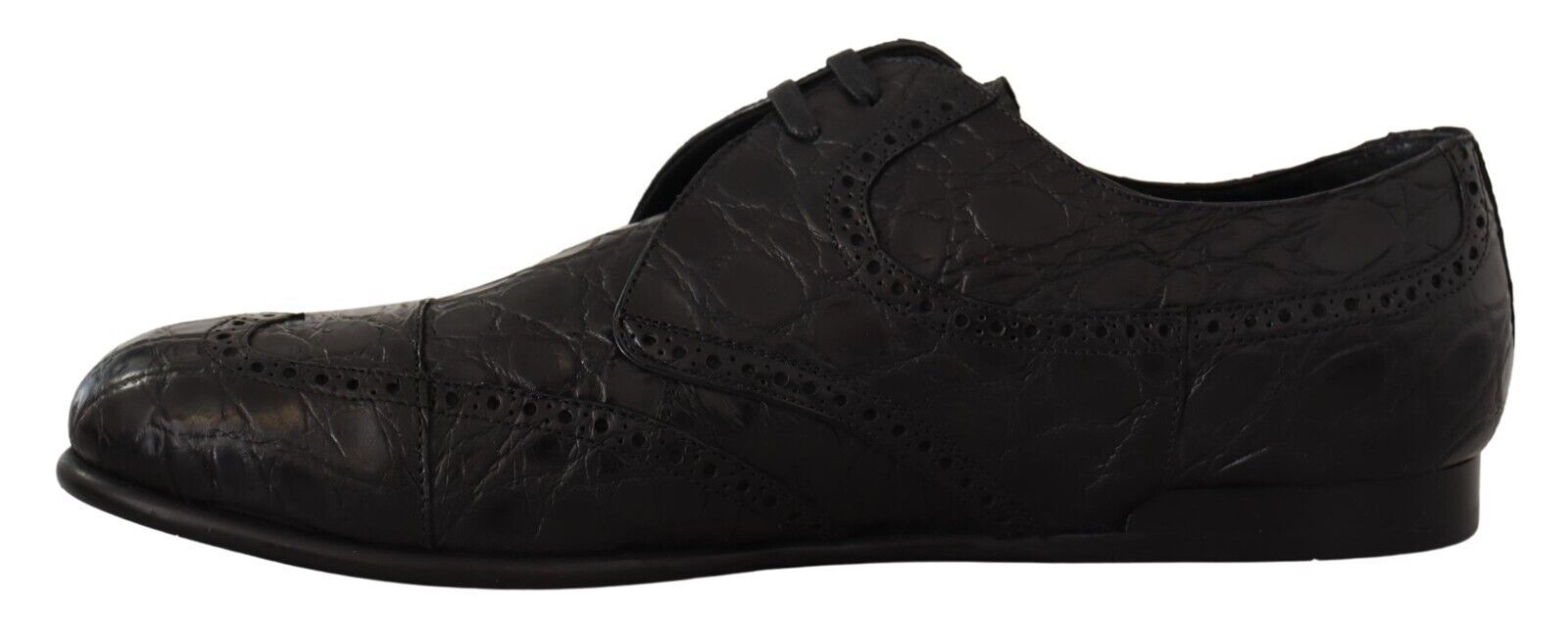 Dolce & Gabbana Black Caiman Leather Mens Derby Shoes - DEA STILOSA MILANO