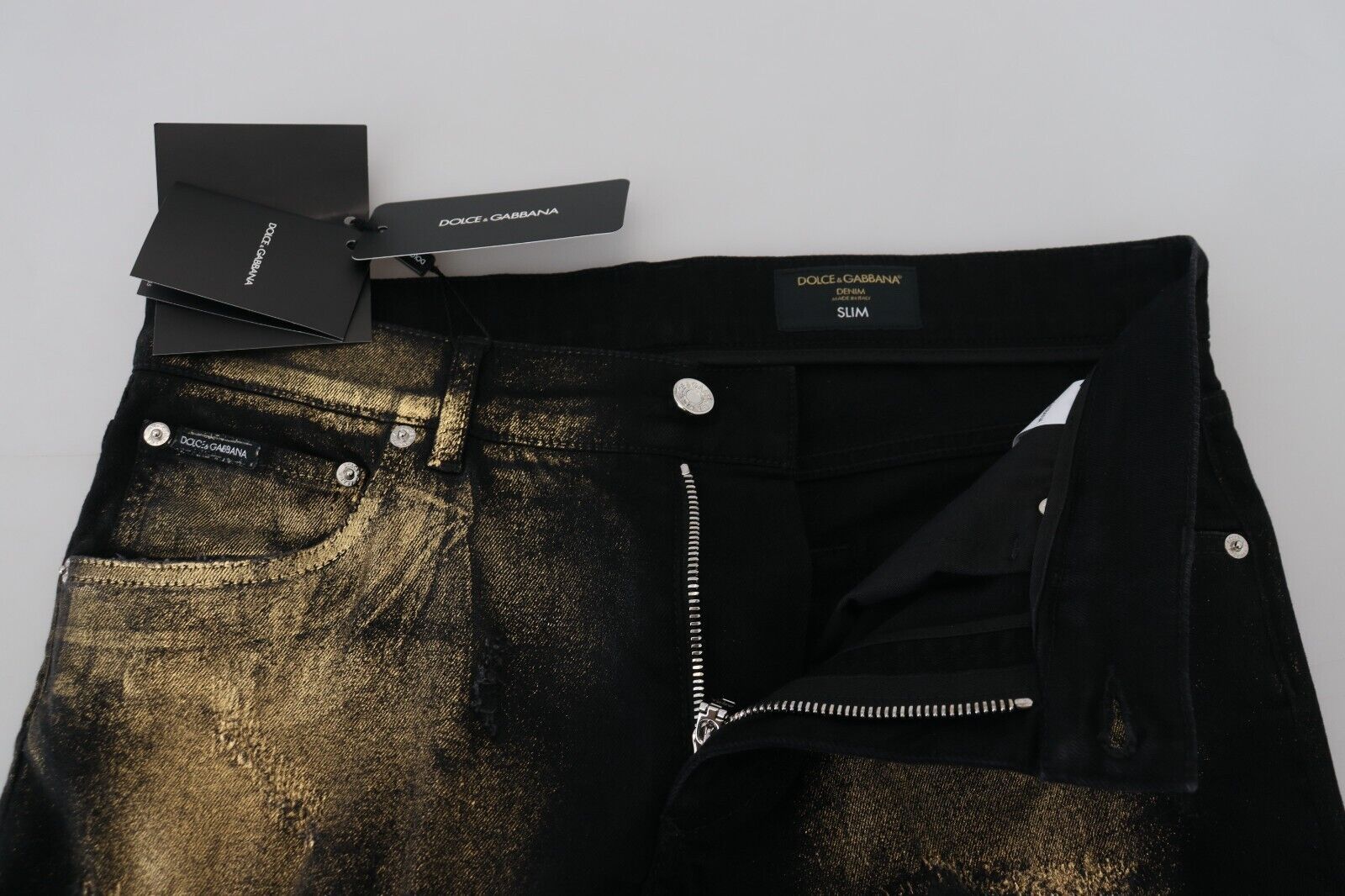 Dolce & Gabbana Black Gold Dusting Cotton Casual Denim Jeans - DEA STILOSA MILANO