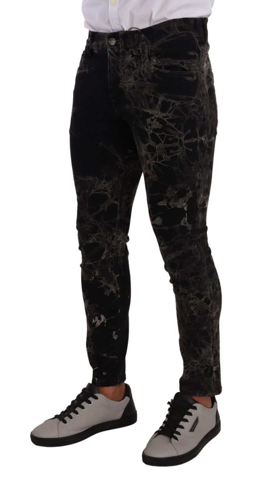 Dolce & Gabbana Black Patterned Skinny Slim Fit Jeans - DEA STILOSA MILANO