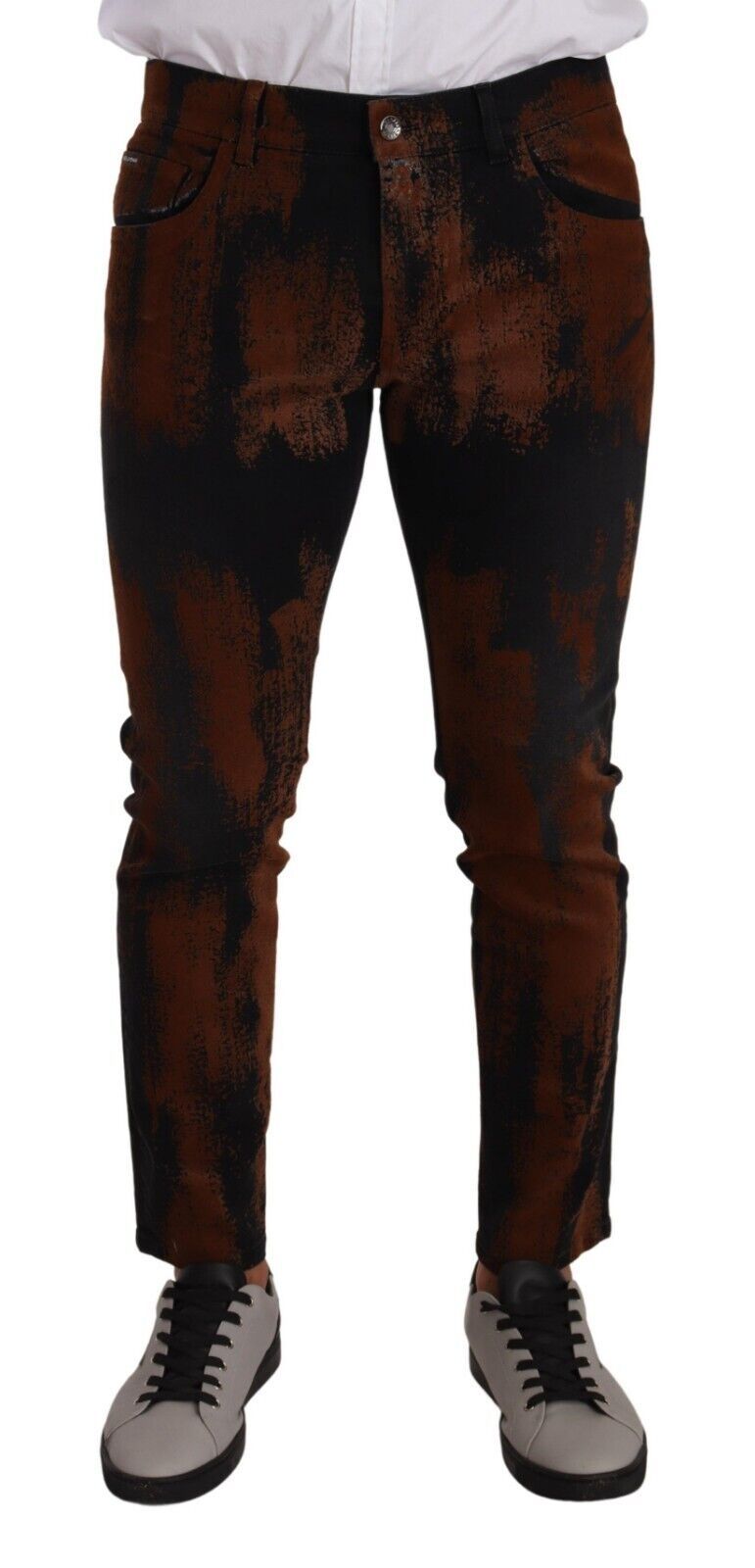 Dolce & Gabbana Black Brown Tie Dye Cotton Skinny Denim Jeans - DEA STILOSA MILANO