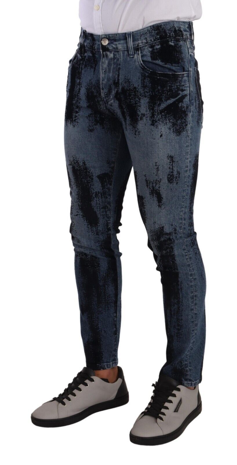 Dolce & Gabbana Blue Black Cotton Skinny Denim Jeans - DEA STILOSA MILANO