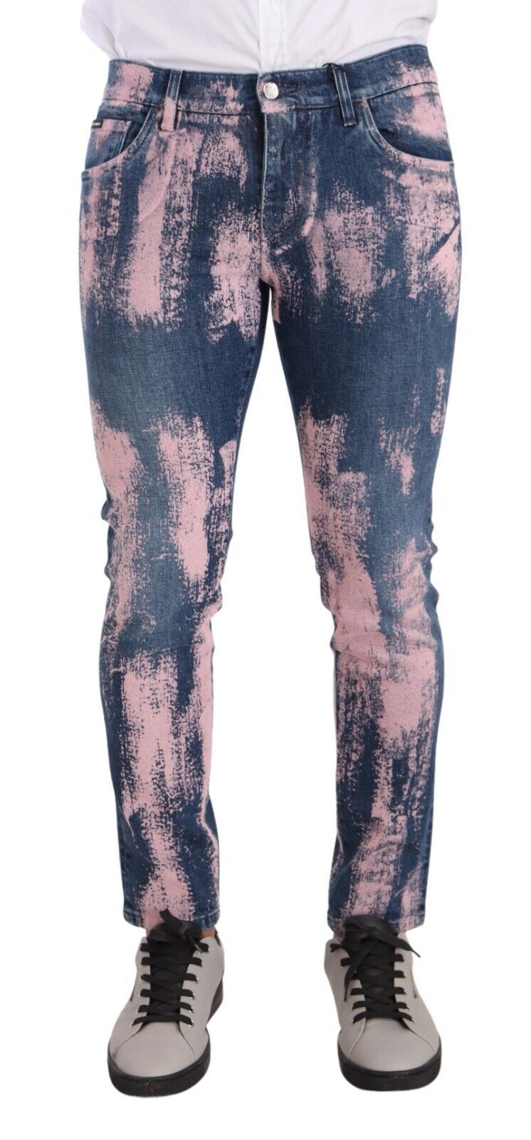 Dolce & Gabbana Blue Pink Tie Dye Cotton Skinny Denim Jeans - DEA STILOSA MILANO