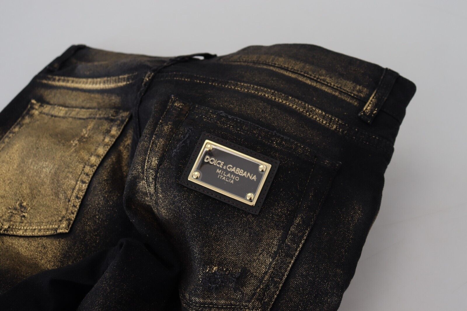 Dolce & Gabbana Black Gold Dusting Cotton Casual Denim Jeans - DEA STILOSA MILANO