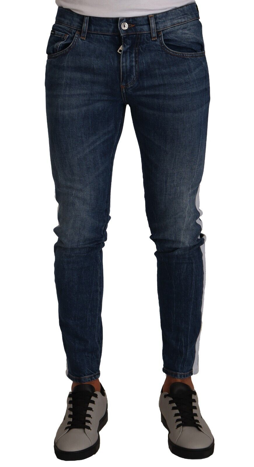 Dolce & Gabbana Blue Washed Cotton Skinny Denim Jeans - DEA STILOSA MILANO