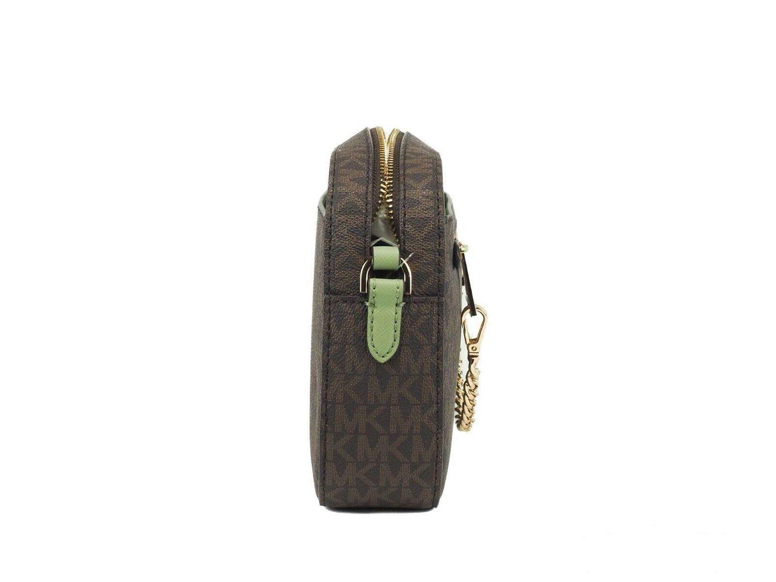 Michael Kors Jet Set Large EW Brown Sage PVC Leather Zip Chain Crossbody Handbag - DEA STILOSA MILANO