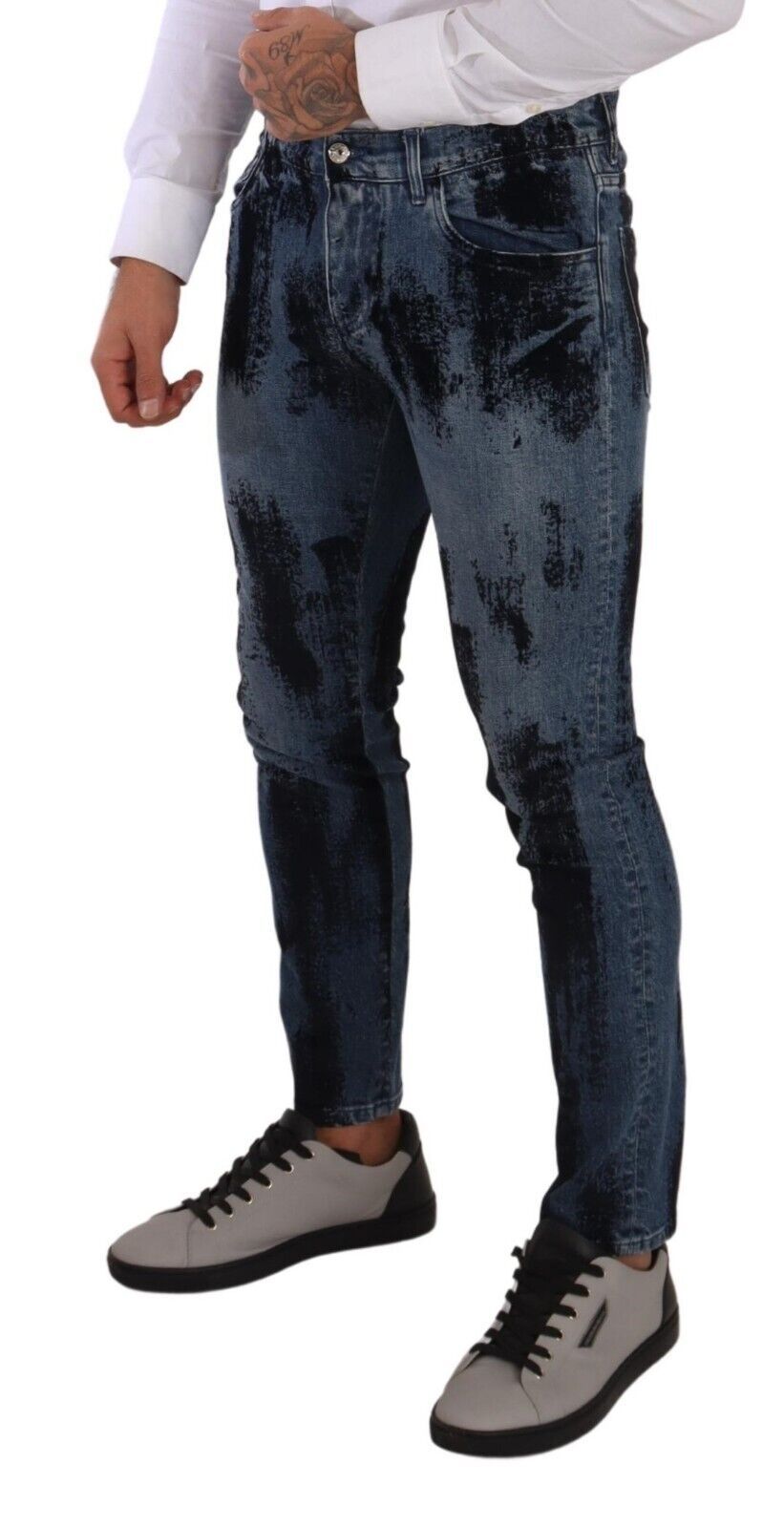 Dolce & Gabbana Blue Black Cotton Skinny Denim Jeans - DEA STILOSA MILANO