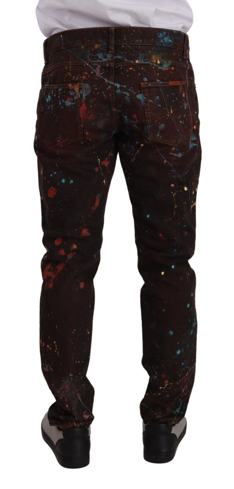 Dolce & Gabbana Brown Splash Color Cotton Regular Denim Jeans - DEA STILOSA MILANO