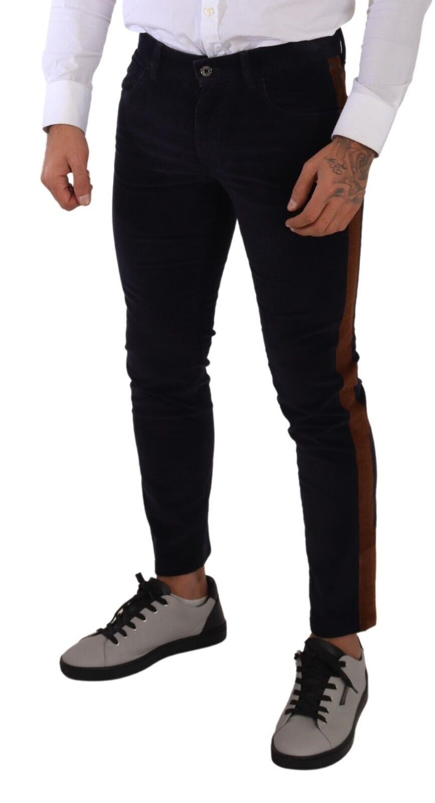Dolce & Gabbana Blue Cotton Stretch Skinny Corduroy Jeans - DEA STILOSA MILANO