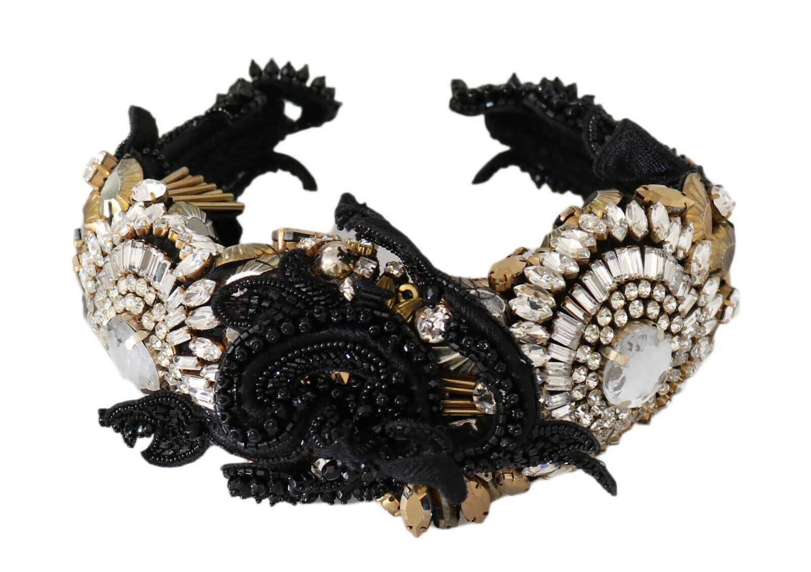 Dolce & Gabbana White Gold Crystal Studded Diadem Headband - DEA STILOSA MILANO