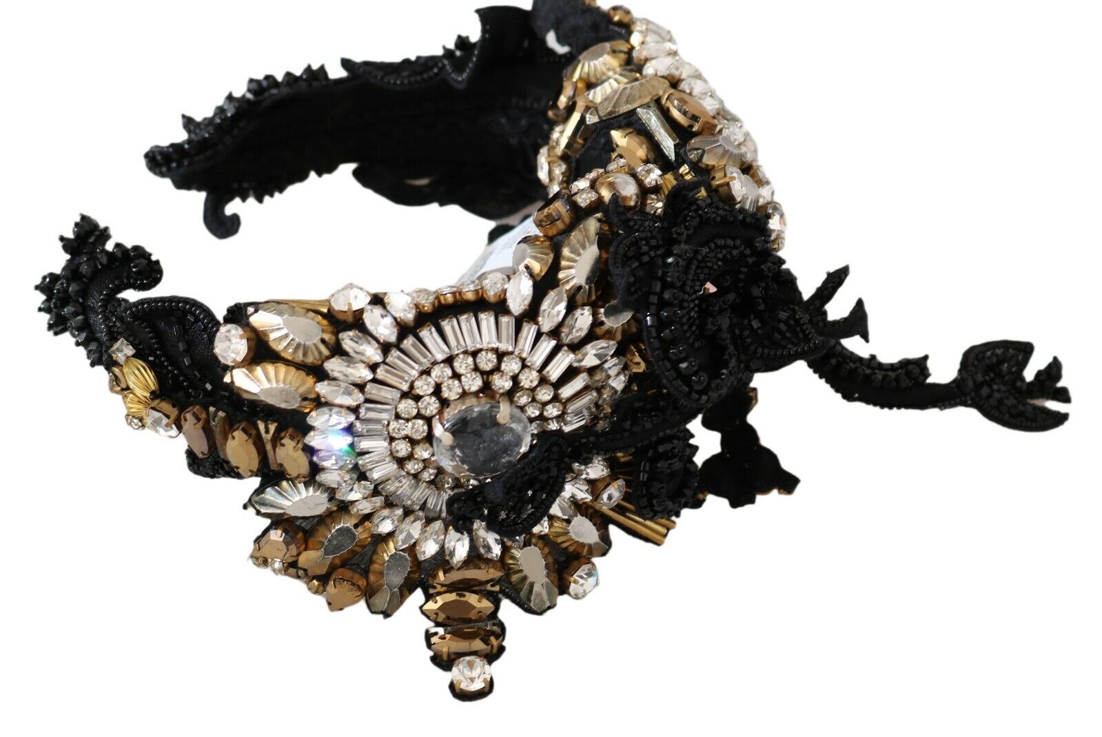 Dolce & Gabbana White Gold Crystal Studded Diadem Headband - DEA STILOSA MILANO