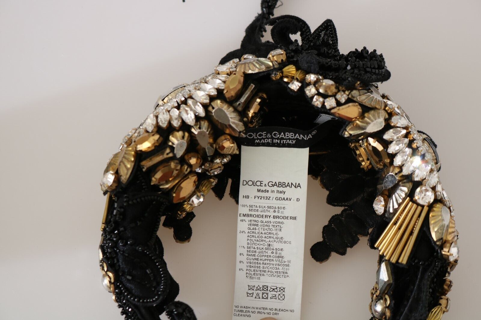 Dolce & Gabbana White Gold Crystal Studded Diadem Headband - DEA STILOSA MILANO