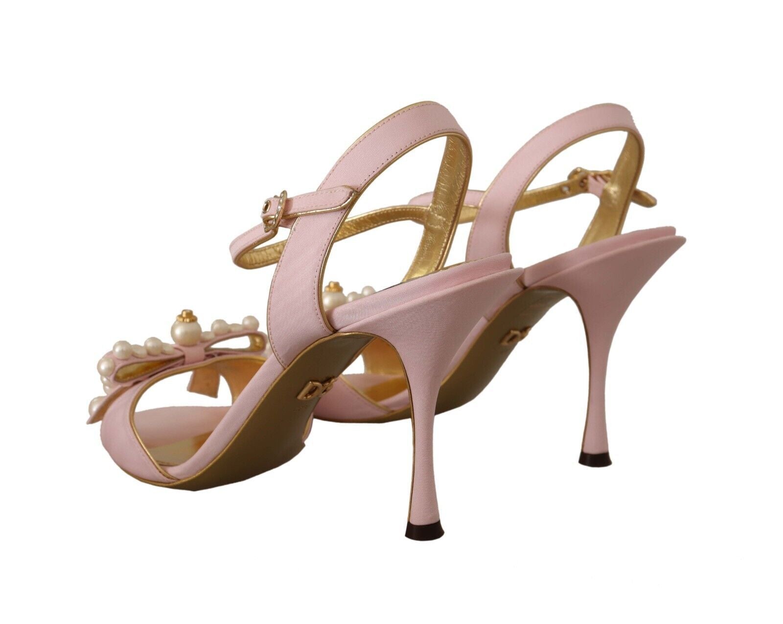 Dolce & Gabbana Pink Faux Pearl Ankle Strap Heels Sandals Shoes - DEA STILOSA MILANO
