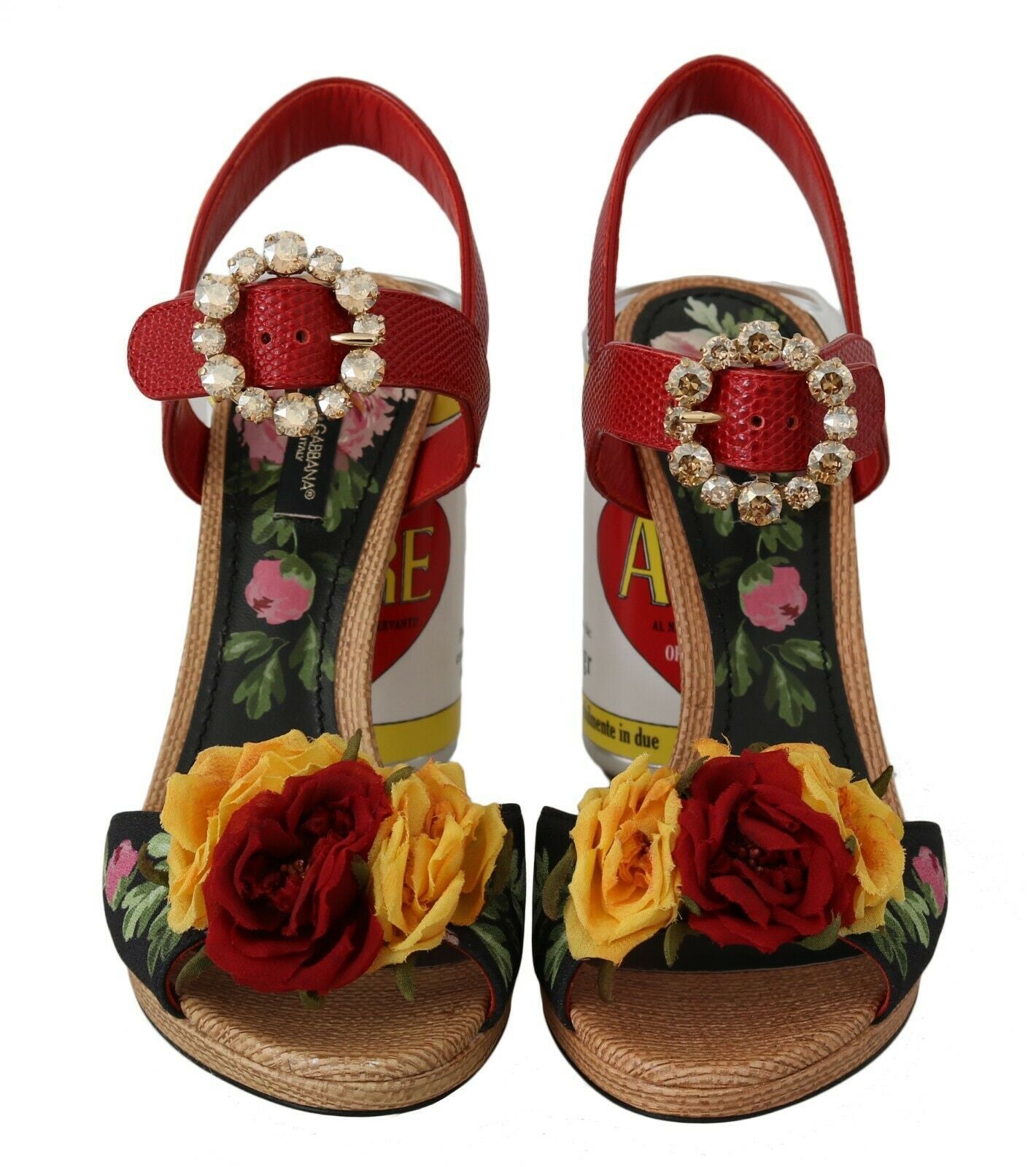 Dolce & Gabbana Multicolor Floral-Embellished Cylindrical Heels AMORE Sandals - DEA STILOSA MILANO