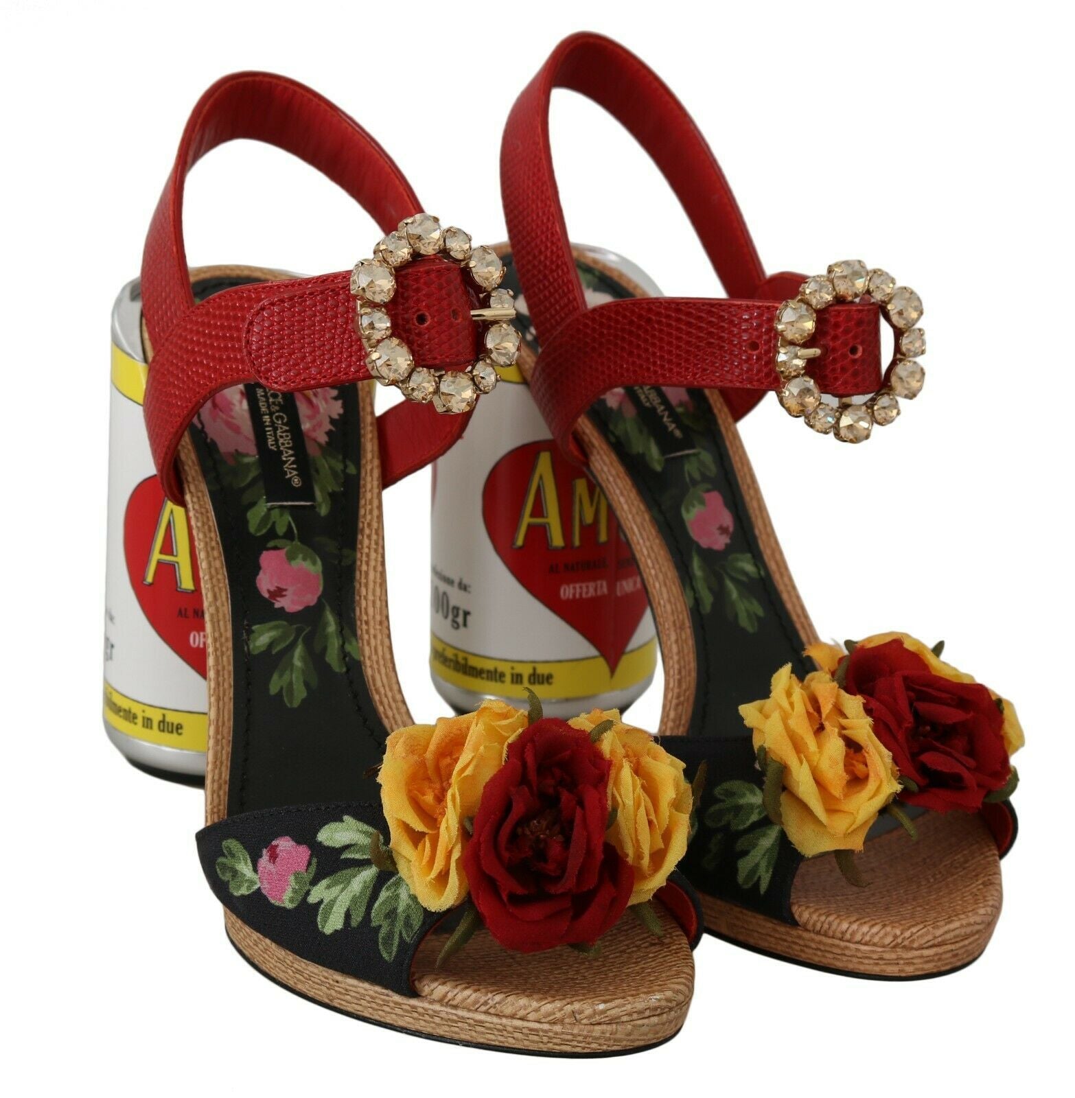 Dolce & Gabbana Multicolor Floral-Embellished Cylindrical Heels AMORE Sandals - DEA STILOSA MILANO