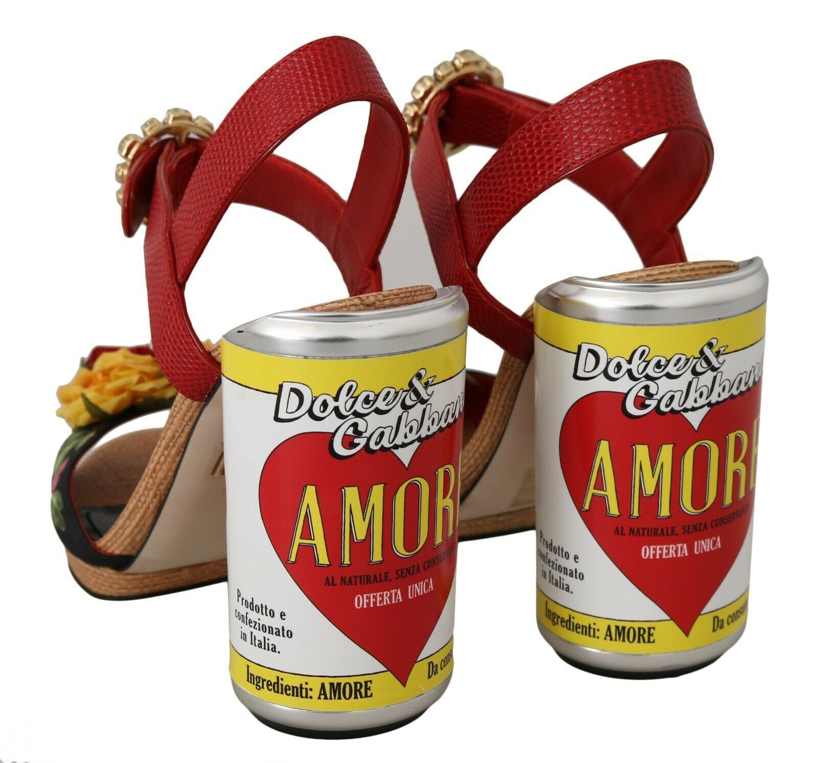 Dolce & Gabbana Multicolor Floral-Embellished Cylindrical Heels AMORE Sandals - DEA STILOSA MILANO