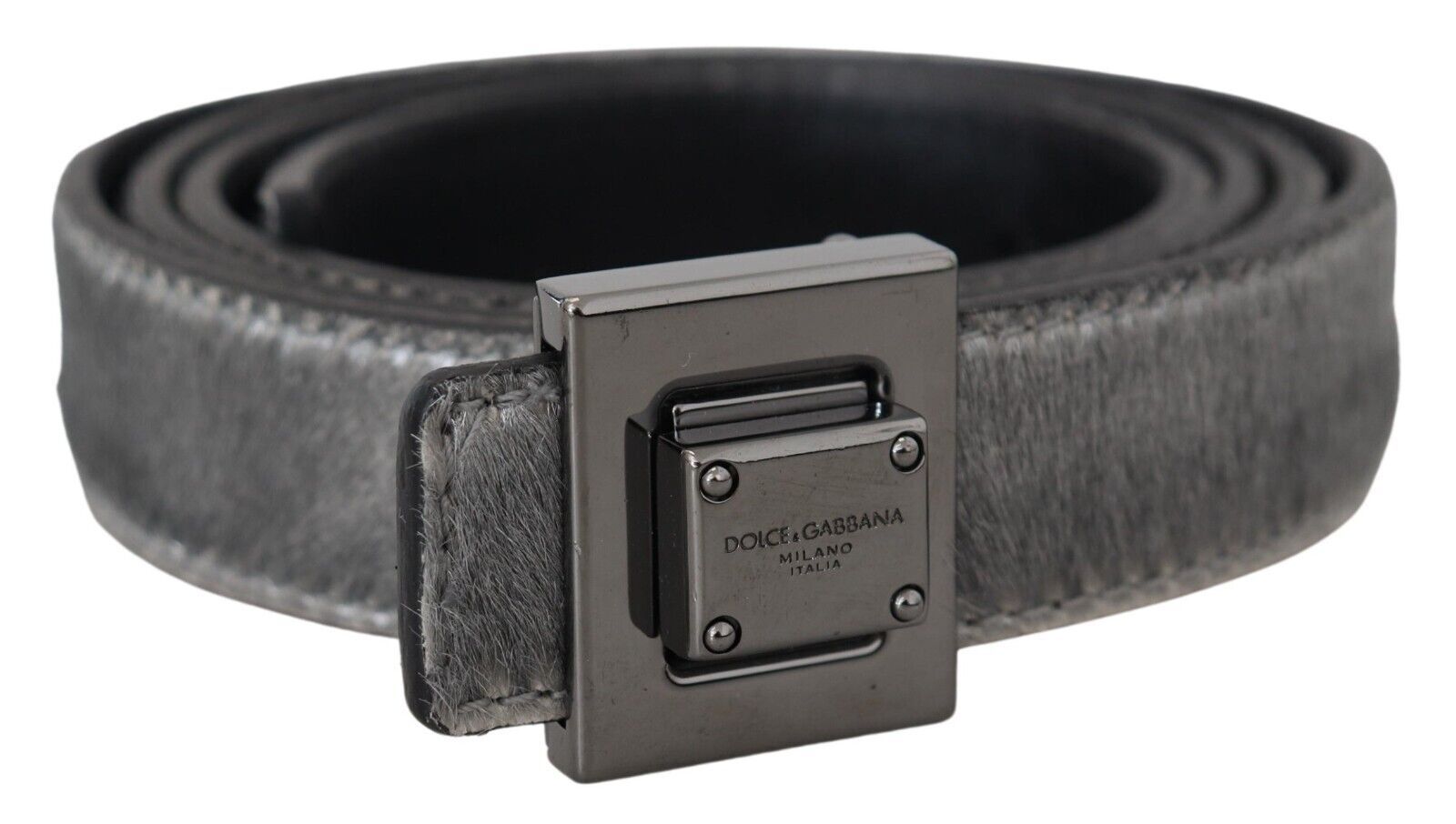 Dolce & Gabbana Silver Leather Tone Square Metal Buckle - DEA STILOSA MILANO
