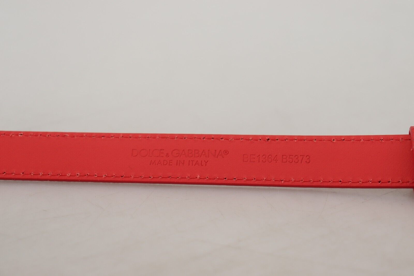 Dolce & Gabbana Red Leather Gold Engraved Metal Buckle Belt - DEA STILOSA MILANO