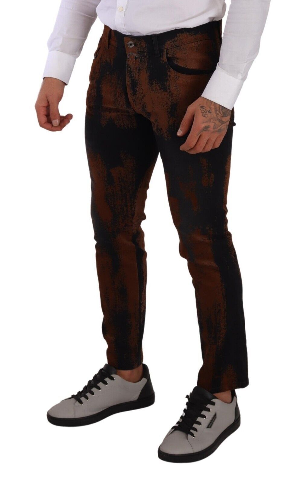 Dolce & Gabbana Black Brown Tie Dye Cotton Skinny Denim Jeans - DEA STILOSA MILANO
