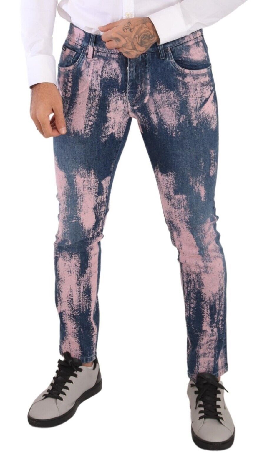 Dolce & Gabbana Blue Pink Tie Dye Cotton Skinny Denim Jeans - DEA STILOSA MILANO