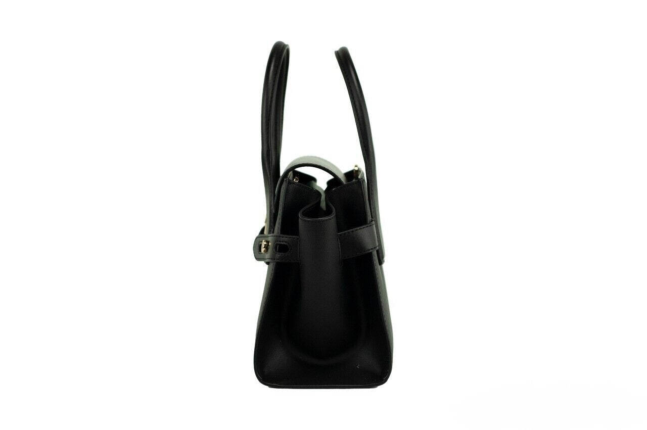 Michael Kors Carmen Medium Black Gold Saffiano Leather Satchel Handbag Purse Bag - DEA STILOSA MILANO