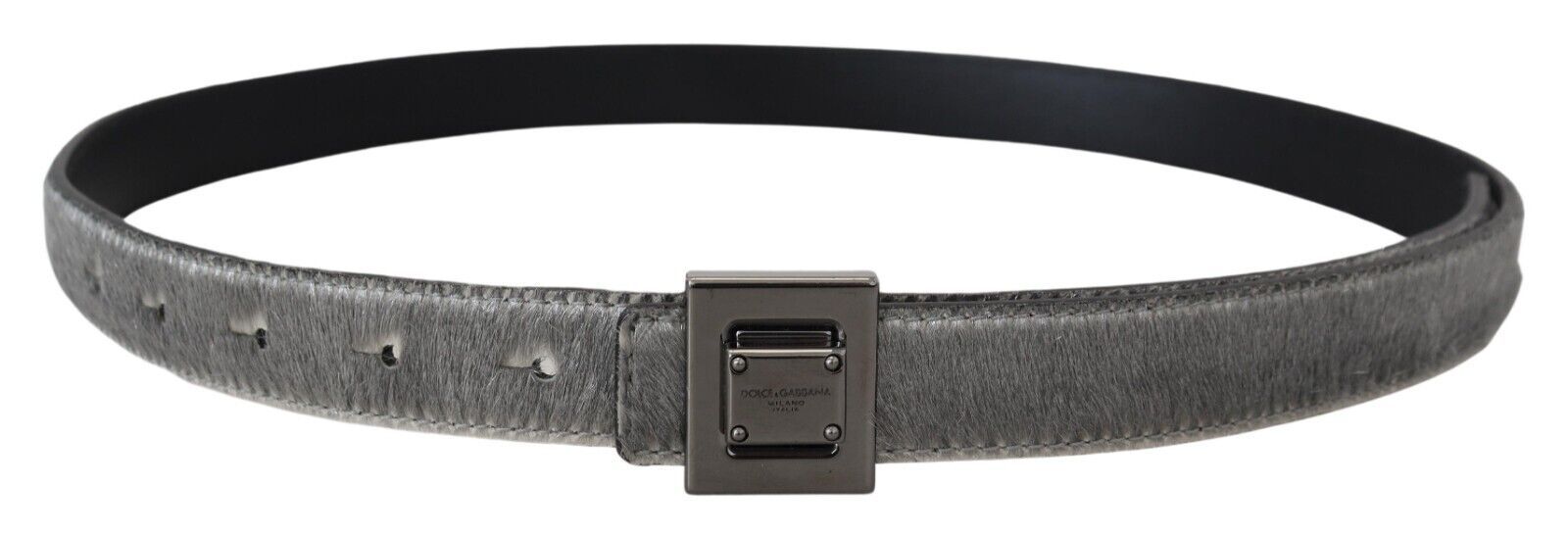 Dolce & Gabbana Silver Leather Tone Square Metal Buckle - DEA STILOSA MILANO