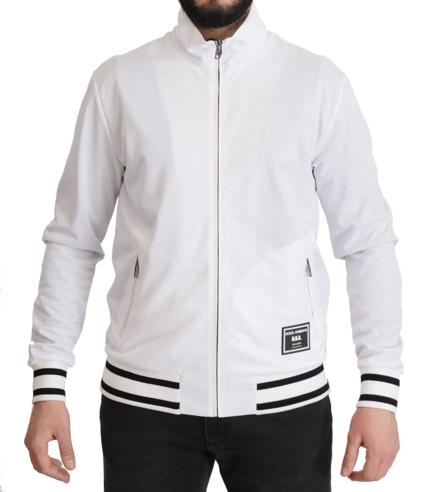 Dolce & Gabbana White DG D.N.A. Zipper Stretch Sweater - DEA STILOSA MILANO