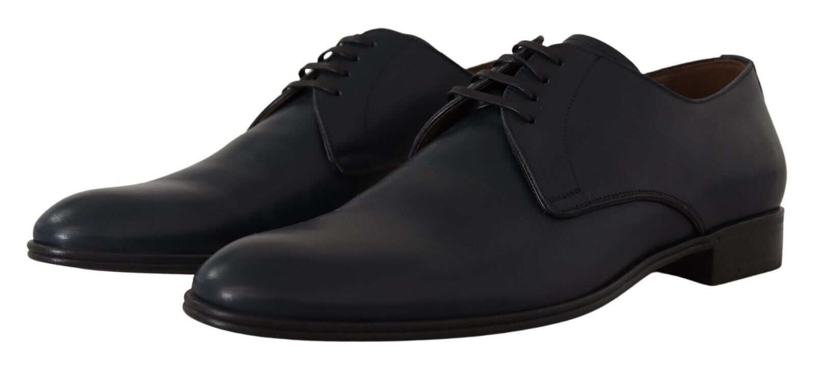 Dolce & Gabbana Navy Blue Leather Lace Up Formal Derby Shoes - DEA STILOSA MILANO