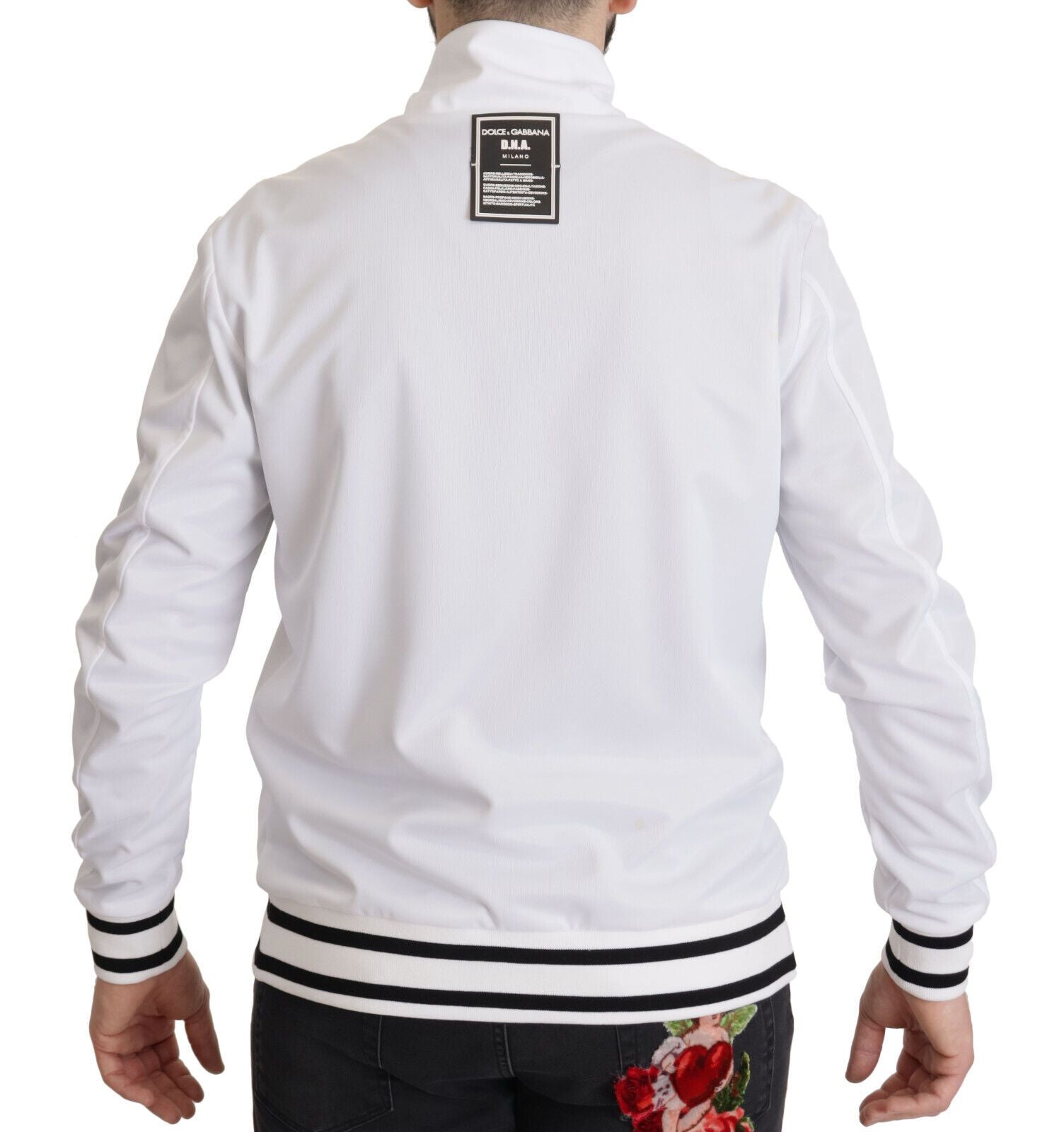 Dolce & Gabbana White DG D.N.A. Zipper Stretch Sweater - DEA STILOSA MILANO