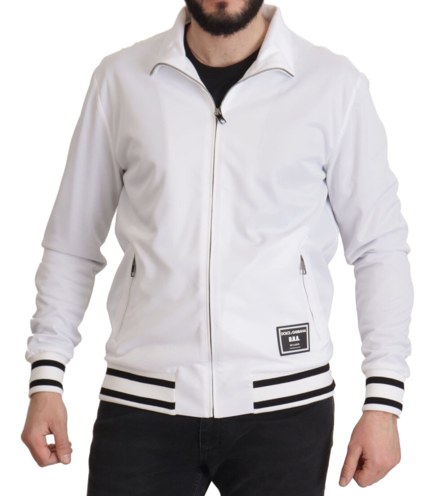 Dolce & Gabbana White DG D.N.A. Zipper Stretch Sweater - DEA STILOSA MILANO