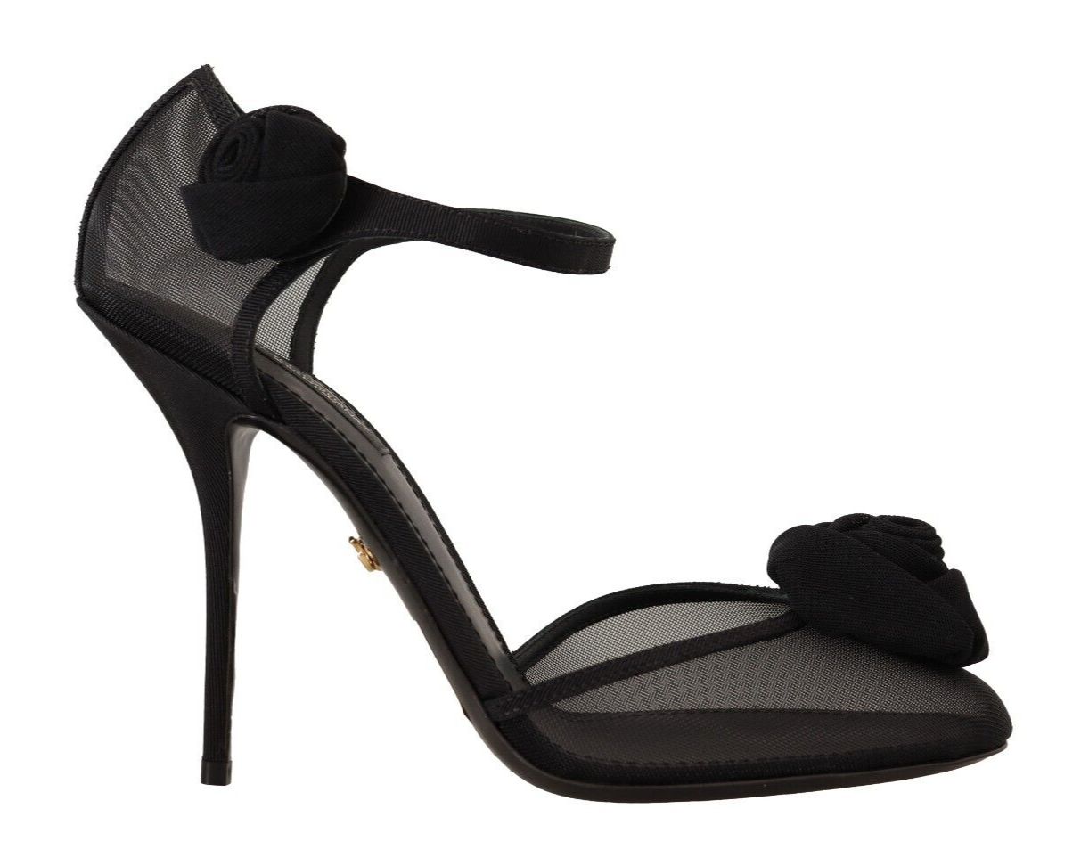 Dolce & Gabbana Black Mesh Ankle Strap High Heels Pumps Shoes - DEA STILOSA MILANO