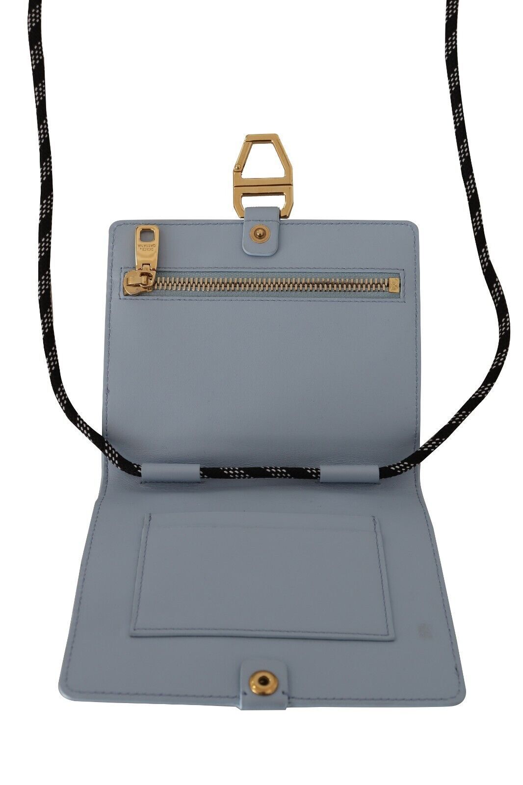 Dolce & Gabbana Light Blue Leather Mini Bifold Sling Purse Wallet - DEA STILOSA MILANO