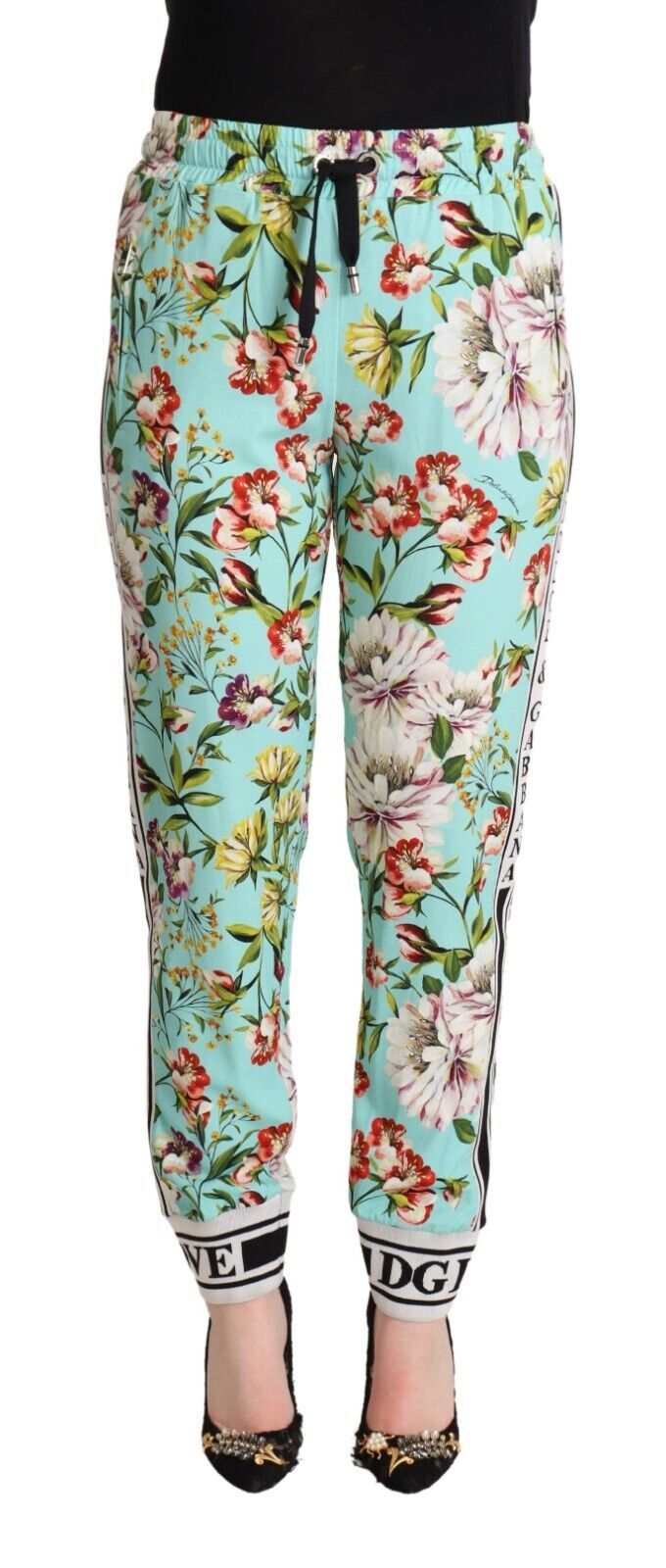 Dolce & Gabbana Green Floral Print Mid Waist Trouser Jogger Pants - DEA STILOSA MILANO