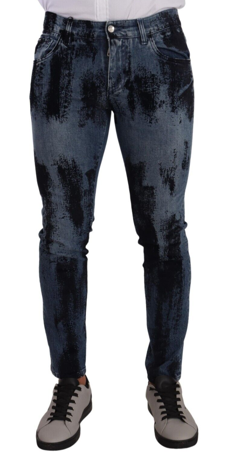 Dolce & Gabbana Blue Black Cotton Skinny Denim Jeans - DEA STILOSA MILANO