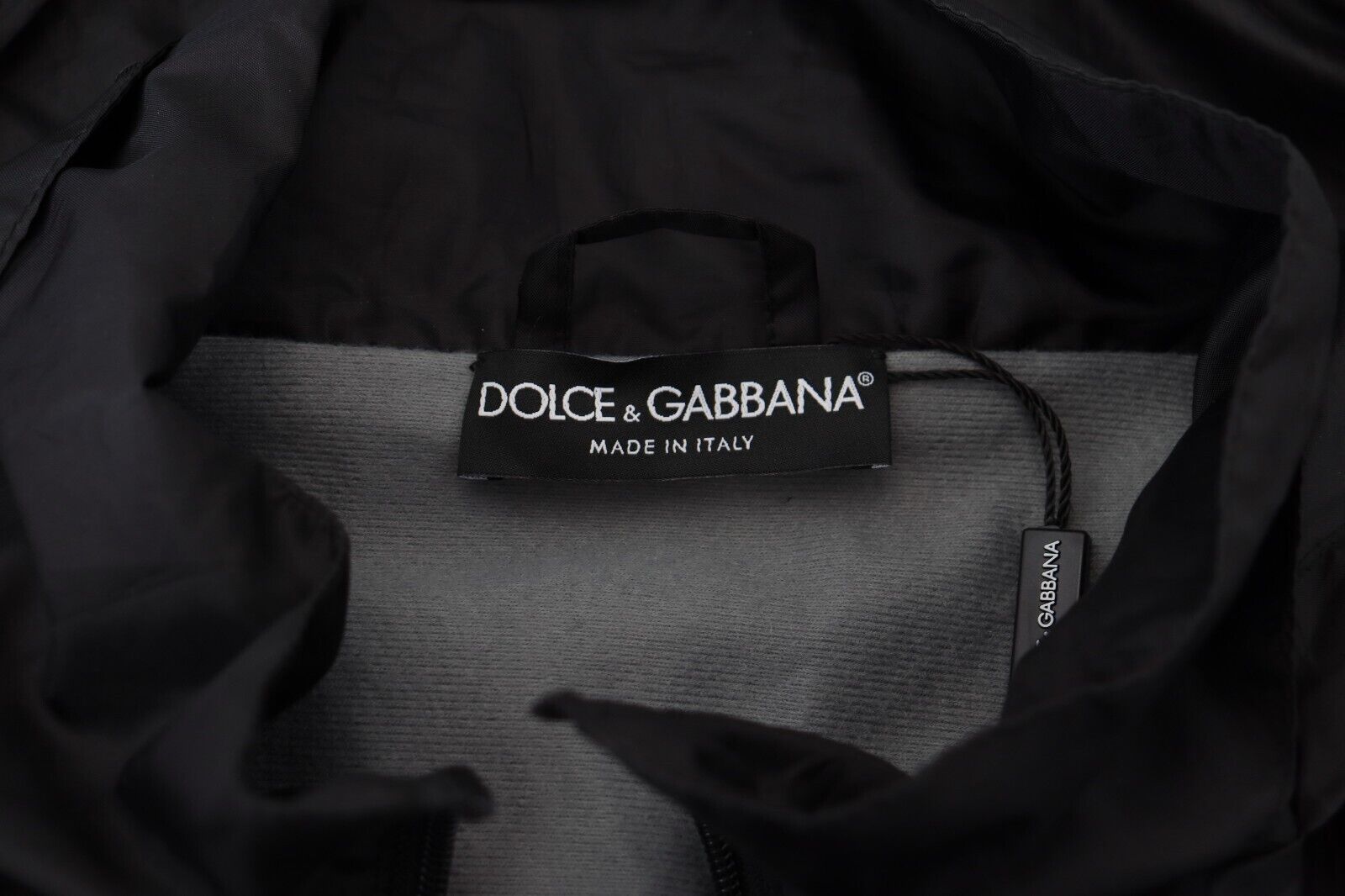 Dolce & Gabbana Black Printed Nylon Hooded Bomber Jacket - DEA STILOSA MILANO