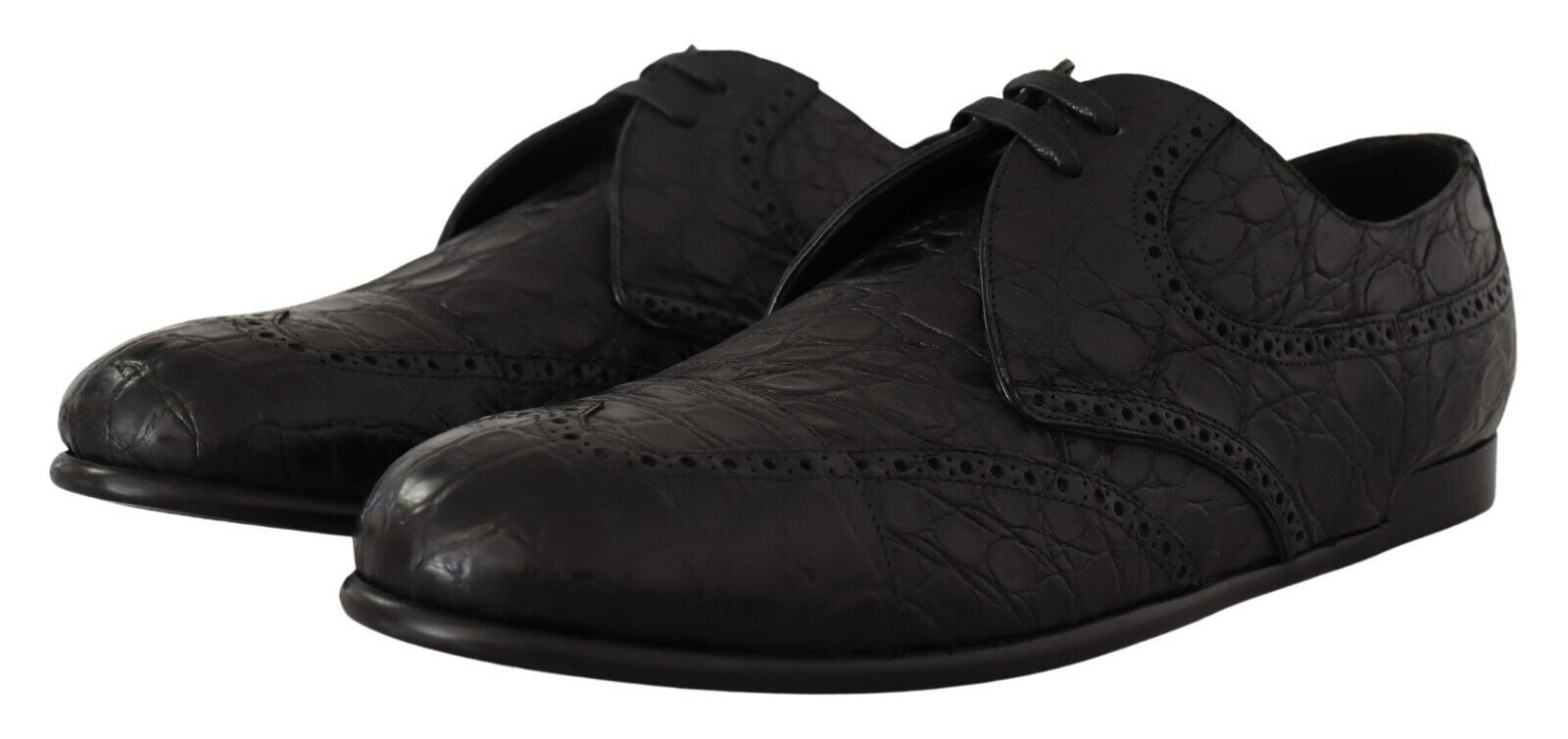 Dolce & Gabbana Black Caiman Leather Mens Derby Shoes - DEA STILOSA MILANO