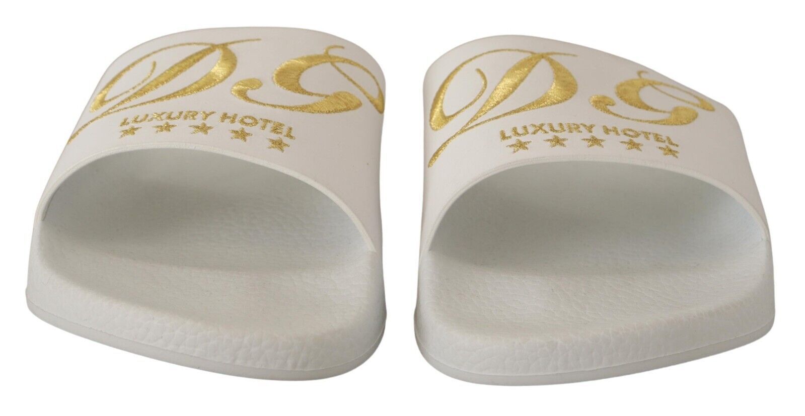 Dolce & Gabbana White Leather Luxury Hotel Slides Sandals Shoes - DEA STILOSA MILANO