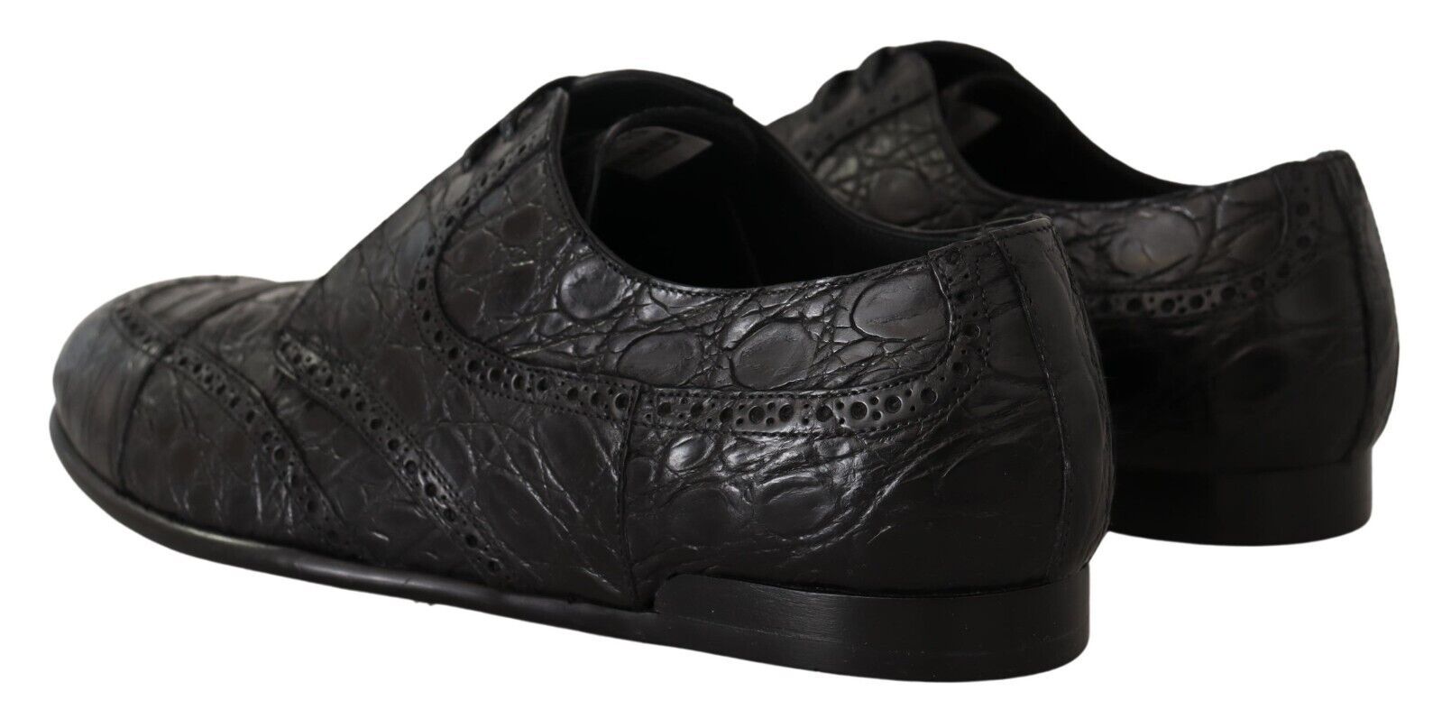 Dolce & Gabbana Black Caiman Leather Mens Derby Shoes - DEA STILOSA MILANO