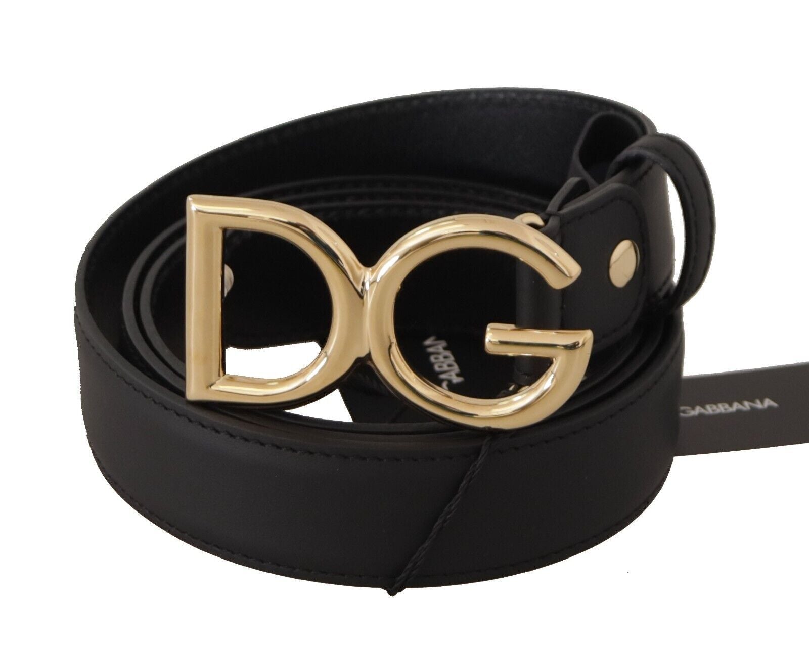 Dolce & Gabbana Black Leather Gold Metal DG Logo Waist Buckle Belt - DEA STILOSA MILANO