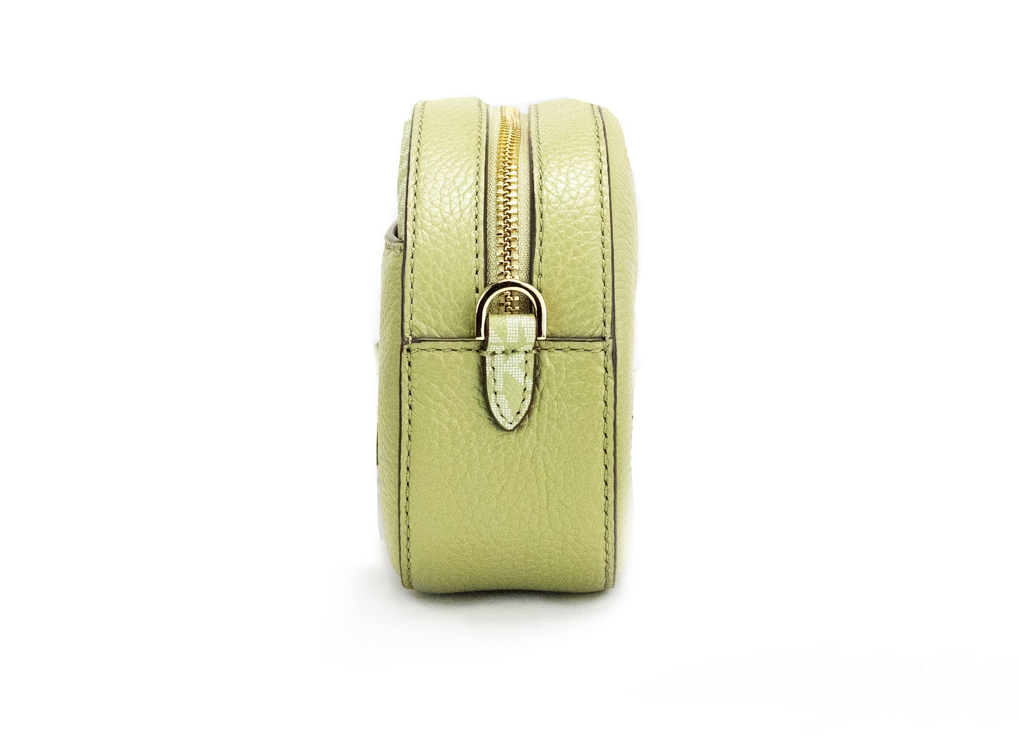 Michael Kors Jet Set Glam Light Sage Leather Front Pocket Oval Crossbody Handbag - DEA STILOSA MILANO