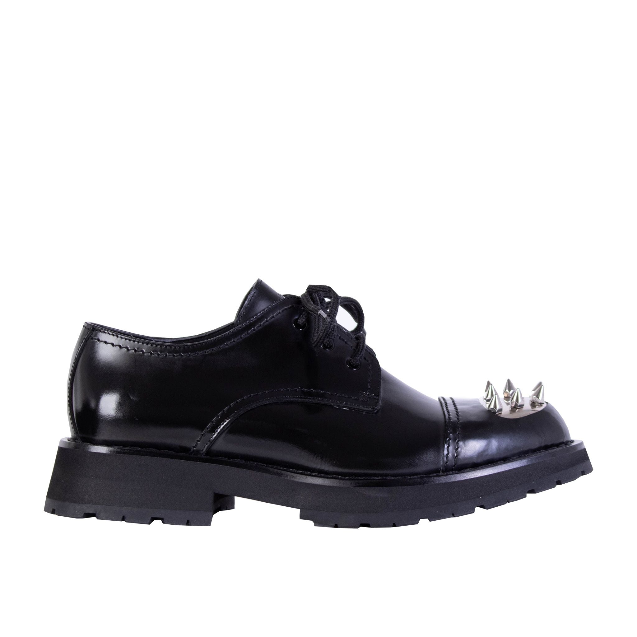 Alexander McQueen Studded Black Leather Derby Shoes - DEA STILOSA MILANO