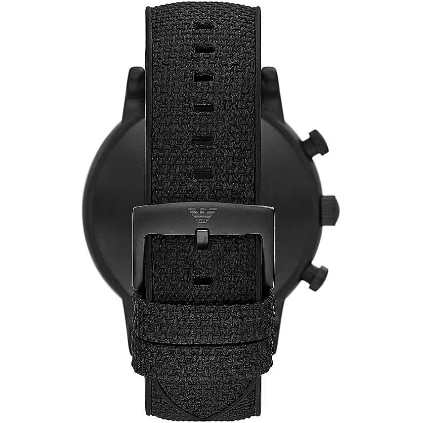 Emporio Armani Black Silicone and Steel Chronograph Watch - DEA STILOSA MILANO